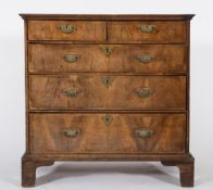 An early 18th Century walnut veneer rectangular chest:,