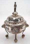 A Victorian silver inkwell, maker GH possibly George Heath, London, 1891: of circular outline,