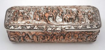 An Elkington-style plated dressing table casket: of rectangular outline,