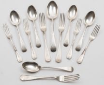 A Victorian silver Old English pattern matched part flatware service, maker Joseph Ridge,