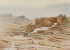 * Chester Williams [1921-1994]- Mountain town between Amran and Khulan:- signed Chester Williams