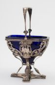 A 19th century German silver swing-handled basket: of rectangular outline with canted corners,