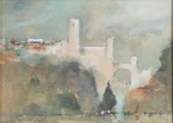 Hercules Brabazon Brabazon [1821-1906]- Hillside town on the continent,