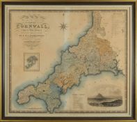 GREENWOOD, C & J - Map of the County of Cornwall : large map with original full wash hand colouring,