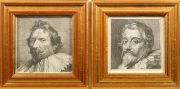 Francesco Polanzani [1700-1783] after Anthony Van Dyck- Portraits of Pieter de Jobe and Deodat