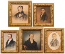 English School early 19th Century- A portrait of a gentleman:- half-length standing,