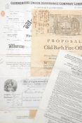 FIRE INSURANCE : A Proposal from the Old Bath Fire Office insurance policy 1800 and a quantity of