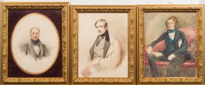 John Absolon [1815-1895]- A portrait of a young gentleman artist:- half-length seated signed and