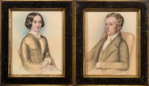 English School Circa 1850- A portrait of George French; A portrait of Mrs Anne French [nee Howlett,