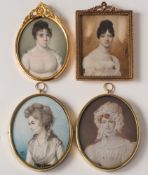 English School Circa 1810- A miniature portrait of a lady:- bust-length,
