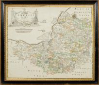 MORDEN, Robert : Somersetshire, hand coloured map, f & g, c1695.