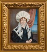 English School early 19th Century- A miniature portrait of a lady, said to be Francis Clegg:-,