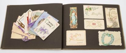 GREETING CARDS : a collection of 68 German cards mounted in an attractive album, circa 1890s.