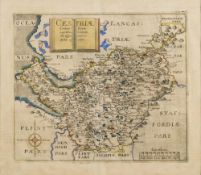 HOLE, William - CESTRIAE [ Cheshire ]: hand coloured map, 300 x 255 mm, f & g, c1600s.
