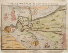 BUNTING, Heinrich - Europa Prima Pars Terrae In Forma Virginis : hand coloured woodblock map,