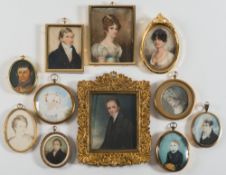 English School circa 1800- A miniature portrait of a young lady:-, bust-length,