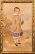 Thomas Fairbairn [1820-1884]- A portrait of a Scottish boy with toy boat,