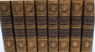 BINDINGS : Alfred Lord Tennyson - Works, eight volumes, full tree prize calf, 8vo, 1891.