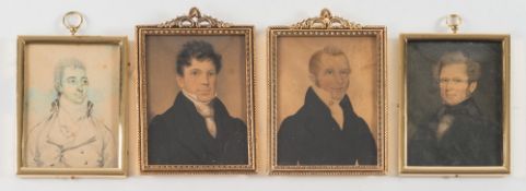 English School late 18th Century- A miniature portrait of a gentleman:-, head and shoulders,