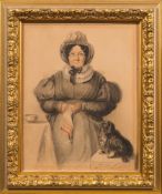 English School Circa 1830- A portrait of a lady:-, three-quarter length seated,