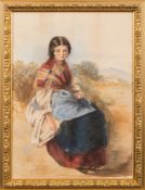 Attributed to Lucy Katherine Fielding [19th Century]- A portrait of a young woman in a landscape:-,