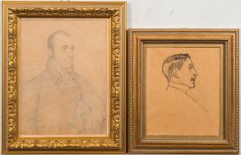 R Grayson [mid 19th Century]- A portrait of a young man:- half-length seated, with dark wavy hair,