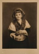 Girl with tambourine after Frith - 19th century mezzotint.