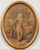 English School 18th Century- A portrait of Thomas Kidson as a boy:- full-length standing in a