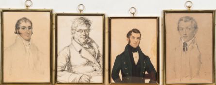 English School Circa 1835- A miniature portrait of Charles Allen [1792-1889]:-, half-length seated,