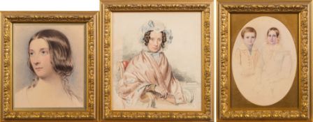 English School Circa 1840- A portrait of a mother and son:-,half-length,