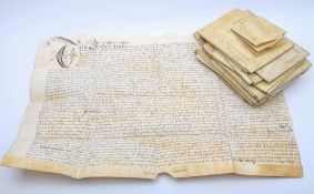INDENTURES : A collection of vellum indentures, wills and manuscripts, on vellum,