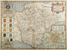 SPEED, John - Devonshire with Excester Described : hand coloured map, 510 x 375 mm,