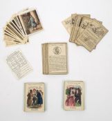 PLAYING CARDS : A small collection incomplete sets of playing cards and instructional cards,
