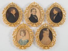 J. Cox [fl.1830s]- Three miniature family portraits of Lucy Brown [b.1776], John Brown [b.