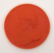 DICKENS, Charles : red wax cameo/medallion, in relief, 6cms diameter, in original circular box,