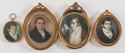 English School Circa 1820- A miniature portrait of a gentleman:- head and shoulders,