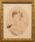 English School 19th Century- A young lady, head and shoulders,