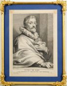 Lucas Vosterman [1595-1675] after Anthony Van Dyck- A portrait of Pieter de Jode:- engraving,