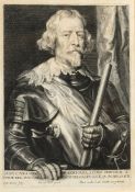Paulus Pontius [1603-1658] after Anthony Van Dyck- A portrait of Carlos de Colonna:- an engraving,