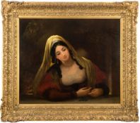 Edward Villiers Rippingille [1789-1859]- The Italian Girl with Coral earring:- signed and dated