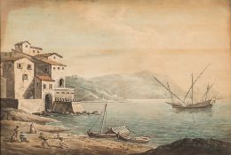 Circle of Thomas Serres [1759-1825] - Fisherfolk on a beach,