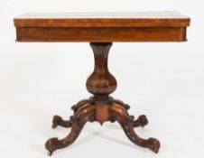 A Victorian rosewood rectangular card table:,