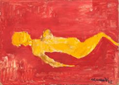 * Lawrence James Isherwood [1917-1988]- Bald Reclining Nude with One Leg:- signed and dated '68