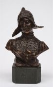 Victor Heinrich Seifert (1870 - 1919), bronze study of a Dutch girl: on a polished marble plinth,