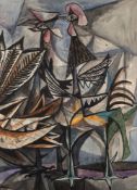 * John Chretien [1902-1999] - Guinea Fowl: watercolour 73 x 53cm.