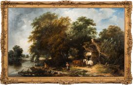 George Augustus Williams [1814-1901]- The Ferry House;:- figures,