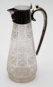 A late Victorian silver mounted cut glass claret jug,maker John Round & Son Ltd, Sheffield,