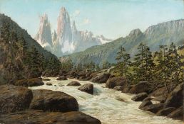 William Baptise Baird [1847-1919] - Glacial stream in the Dolomites:- signed bottom left oil on