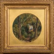 WITHDRAWN LOT 445 Manner of Alfred Vickers [19th Century]- Figures on a woodland path;