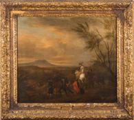 Follower of Philip Wouwerman [18th Century]- The Hunting Party: an elegant lady on a grey horse
